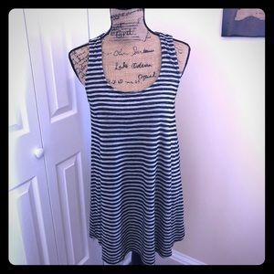 Forever 21 Striped Navy Blue & Tan Sundress Sz M